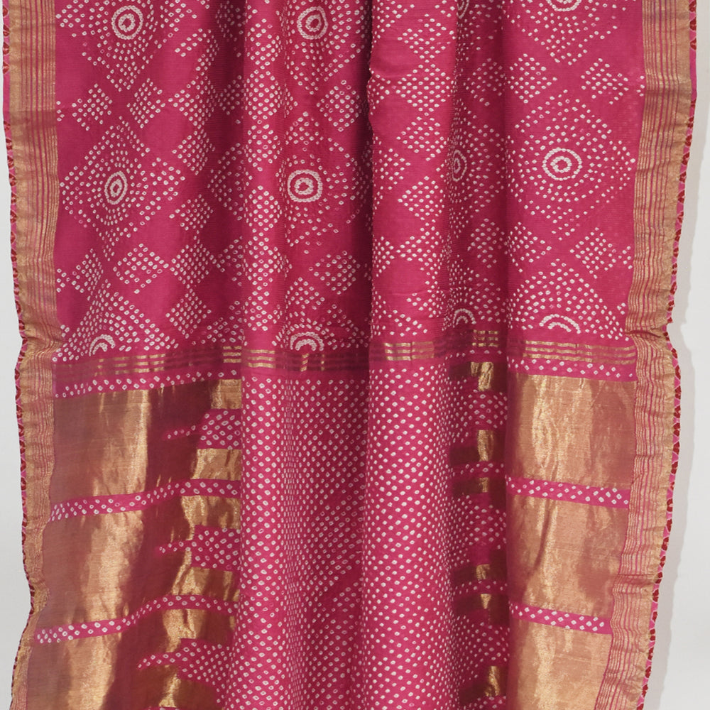 
                      
                        Red - Tie and Dye Bandhani Organic Cotton Saree
                      
                    