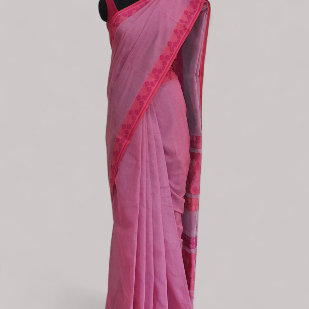 
                      
                        Light Pink - Clover Motif Organic Cotton Saree
                      
                    