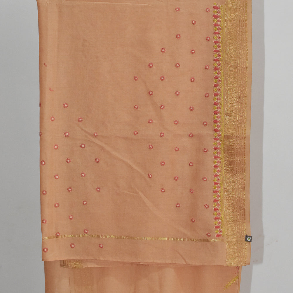 
                      
                        Peach - Hand Embroidered Organic Cotton Saree
                      
                    