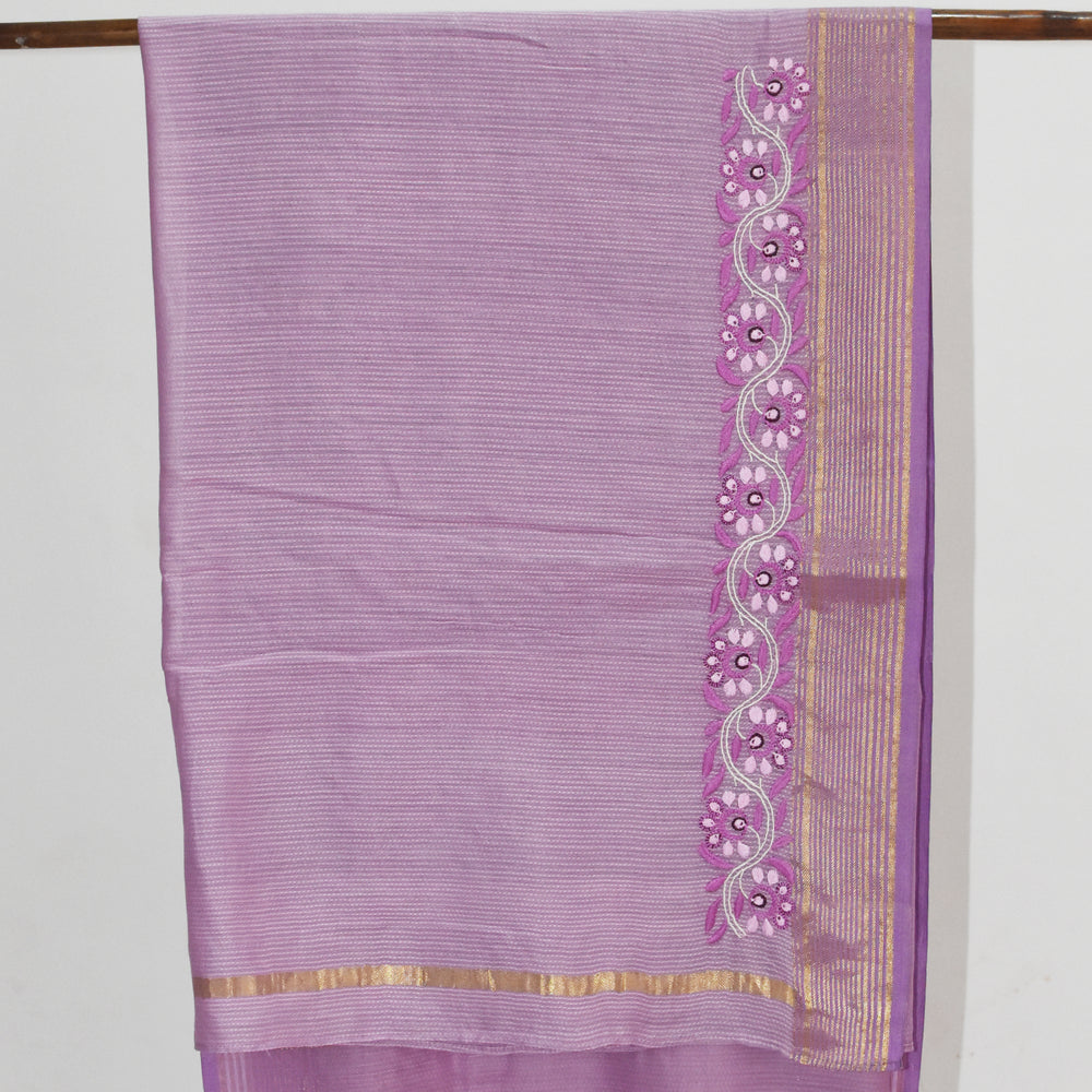 
                      
                        Lavender - Hand Embroidered Organic Cotton Saree
                      
                    