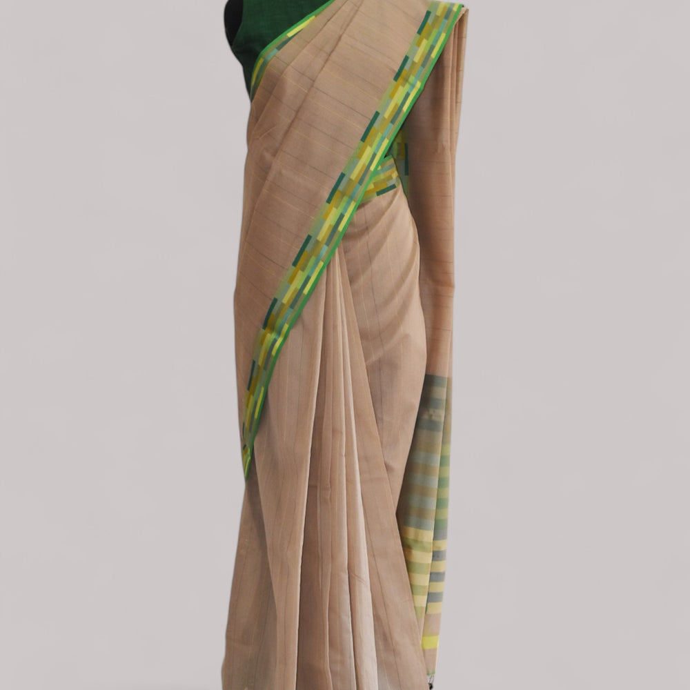 
                      
                        Beige - Rectangle Quilt Organic Cotton Saree
                      
                    