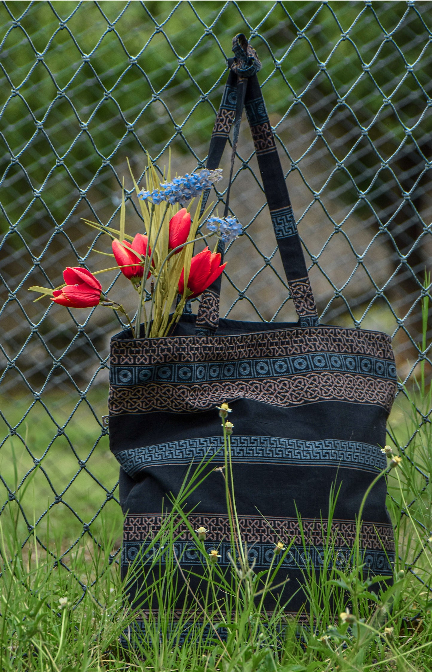 Brown & Blue - Celtic Organic Cotton Tote Bag