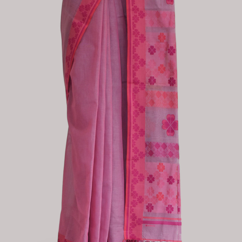 
                      
                        Light Pink - Clover Motif Organic Cotton Saree
                      
                    