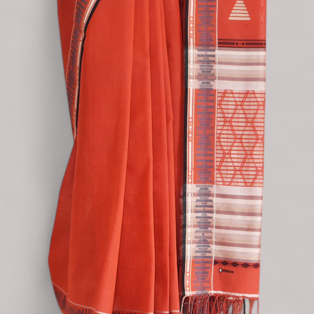 
                      
                        Brick Red - Interleave Quilt Organic Cotton Saree
                      
                    