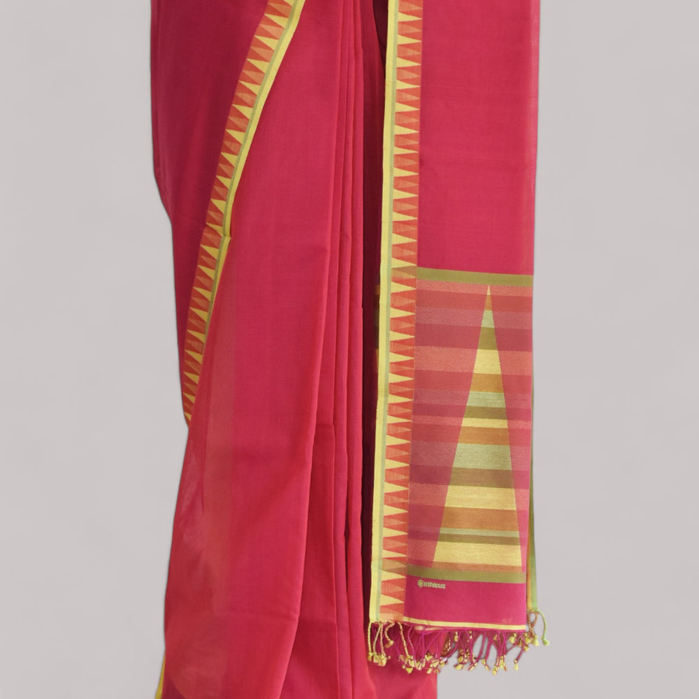 
                      
                        Red - Temple Motif Organic Cotton Saree
                      
                    