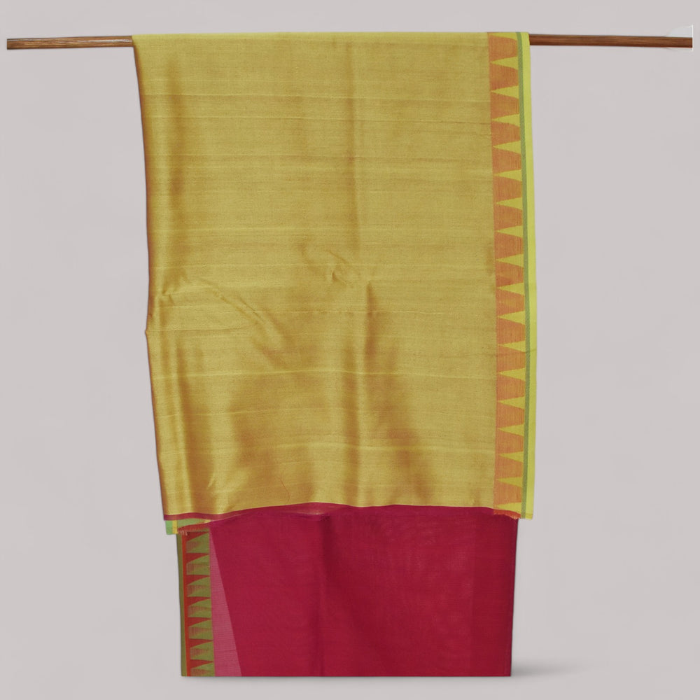 
                      
                        Red - Temple Motif Organic Cotton Saree
                      
                    