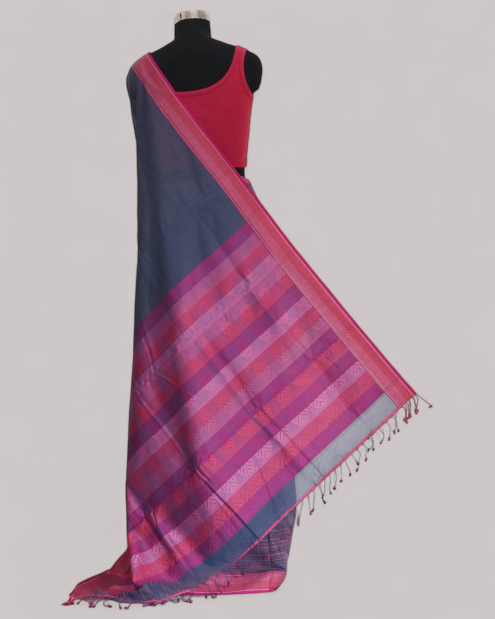 Charcoal Blue - Whispering Circles Organic Cotton Saree