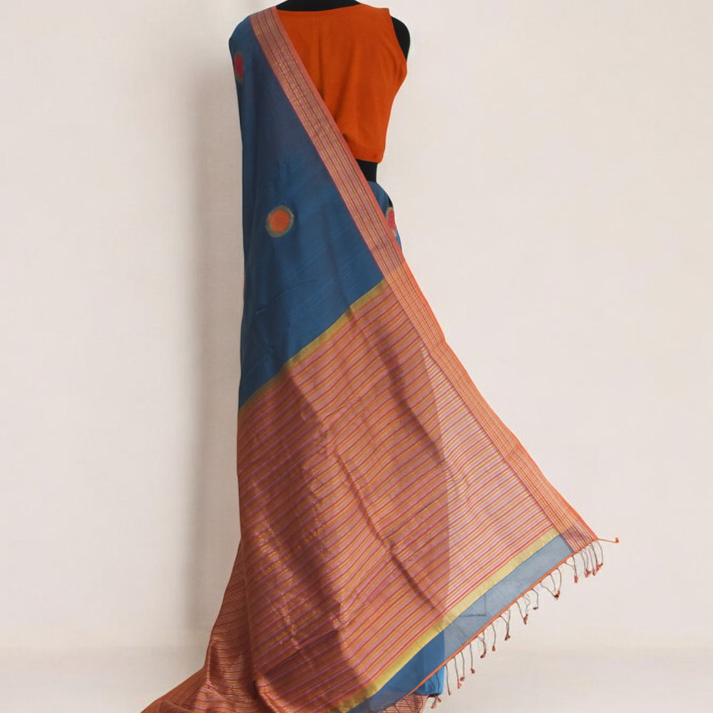 
                      
                        Blue - Rose Butta Organic Cotton Saree
                      
                    