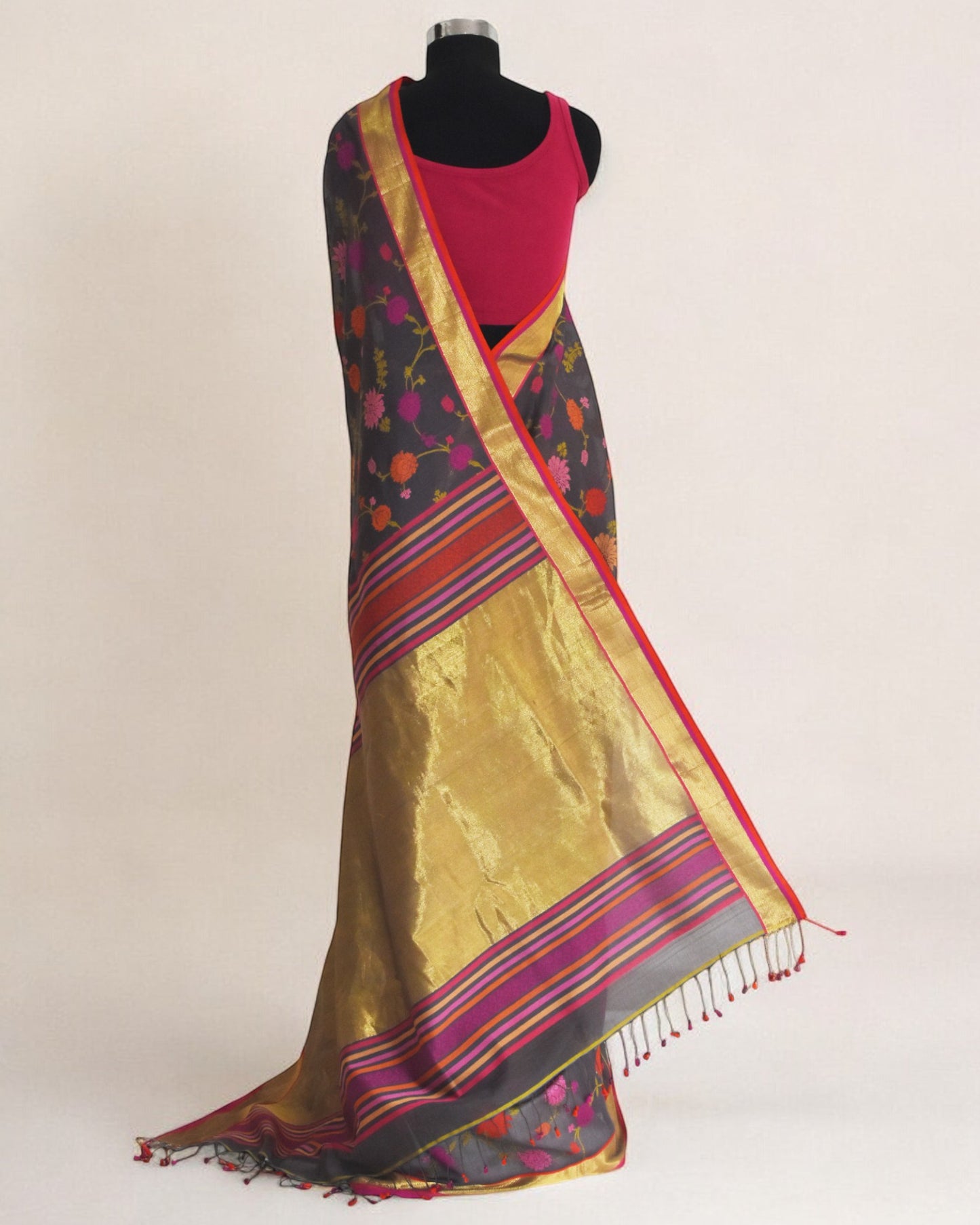 Brown - Gilded Grove Organic Cotton Saree