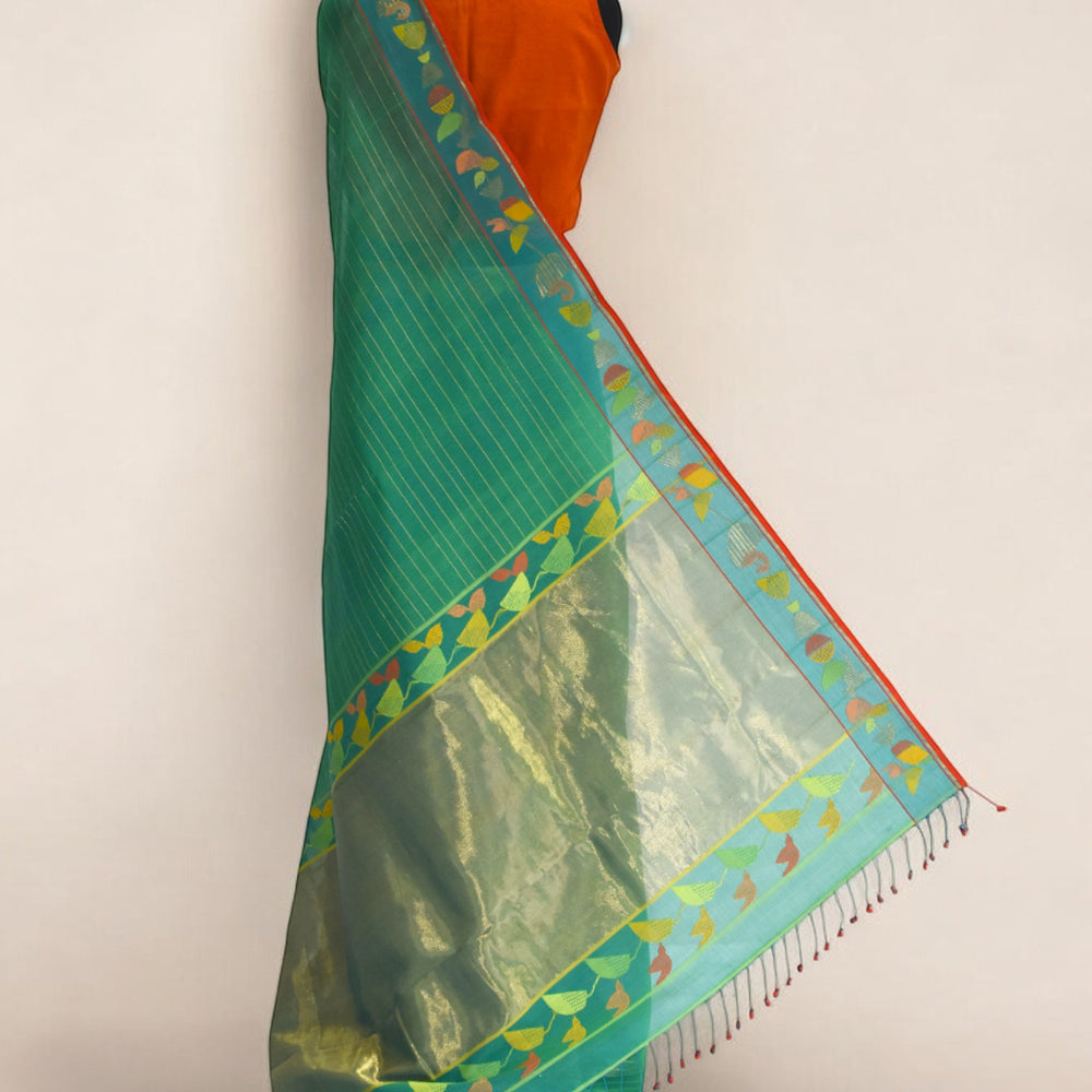 
                      
                        Green - Botanical Serenade Organic Cotton Saree
                      
                    