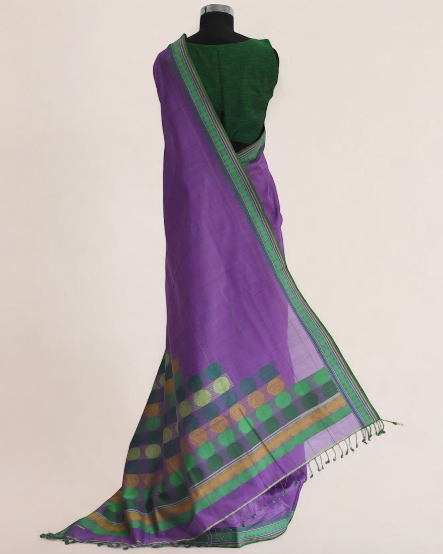 Purple - Stacked Spheres Organic Cotton Saree