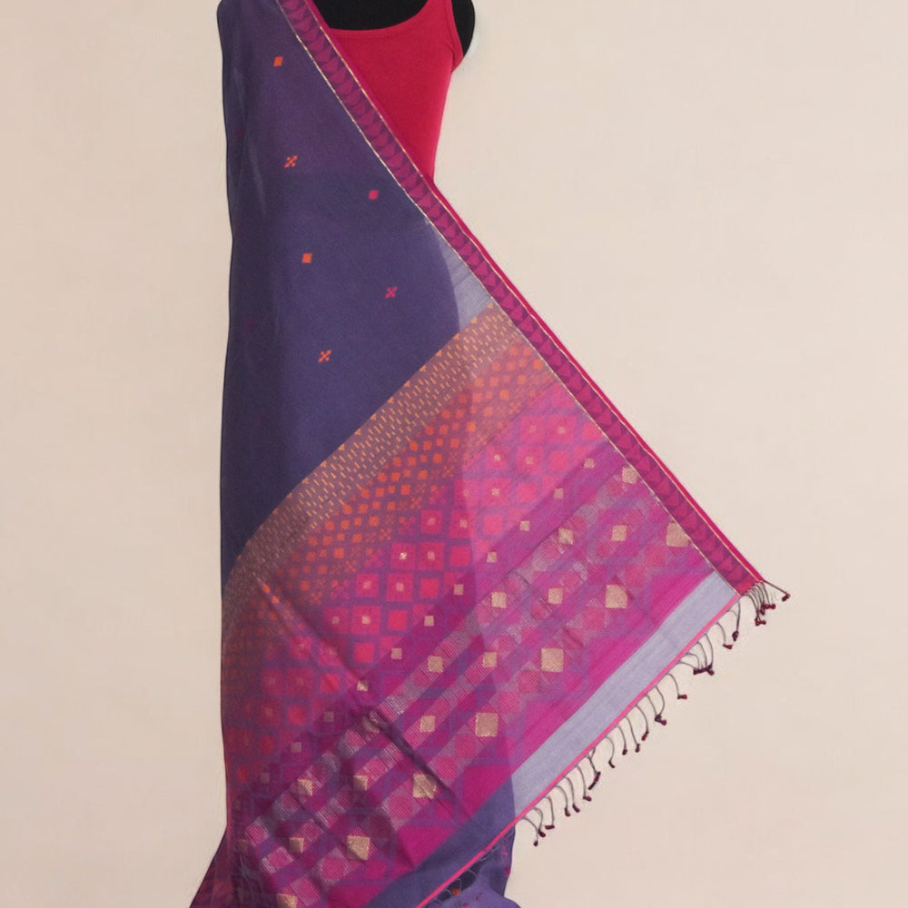 Purple - Kites Motif Organic Cotton Saree