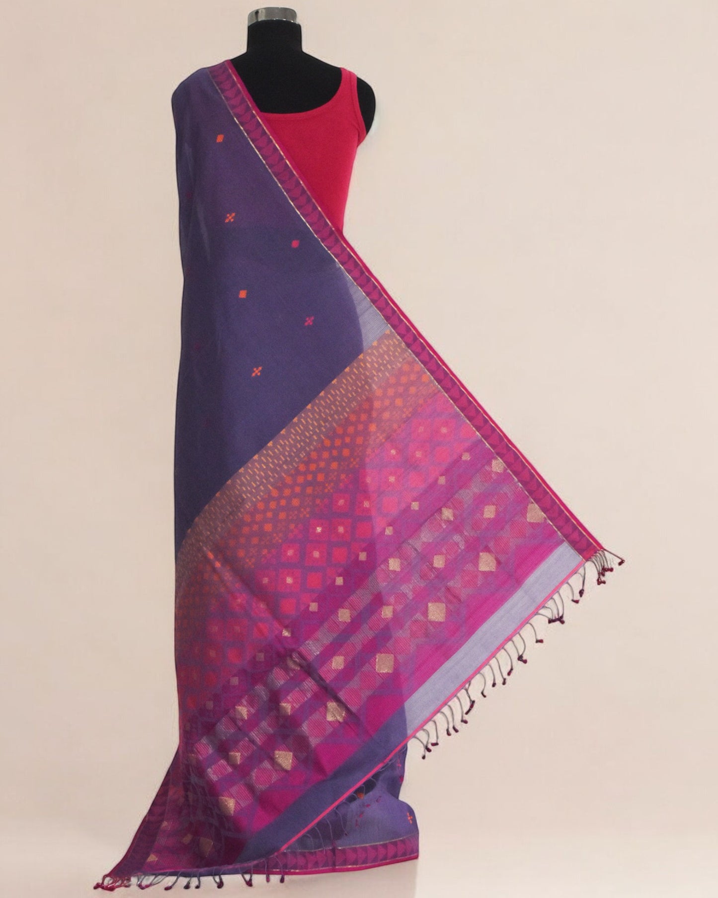 Purple - Kites Motif Organic Cotton Saree