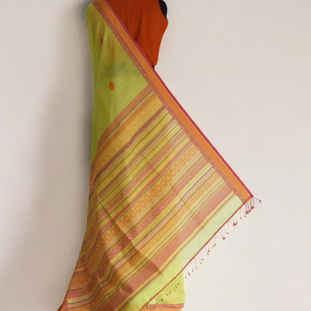 
                      
                        Lime Green - Elephants Motif Organic Cotton Saree
                      
                    