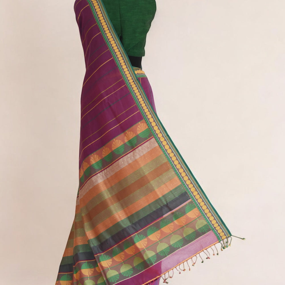 Purple - Spherical Grace Organic Cotton Saree