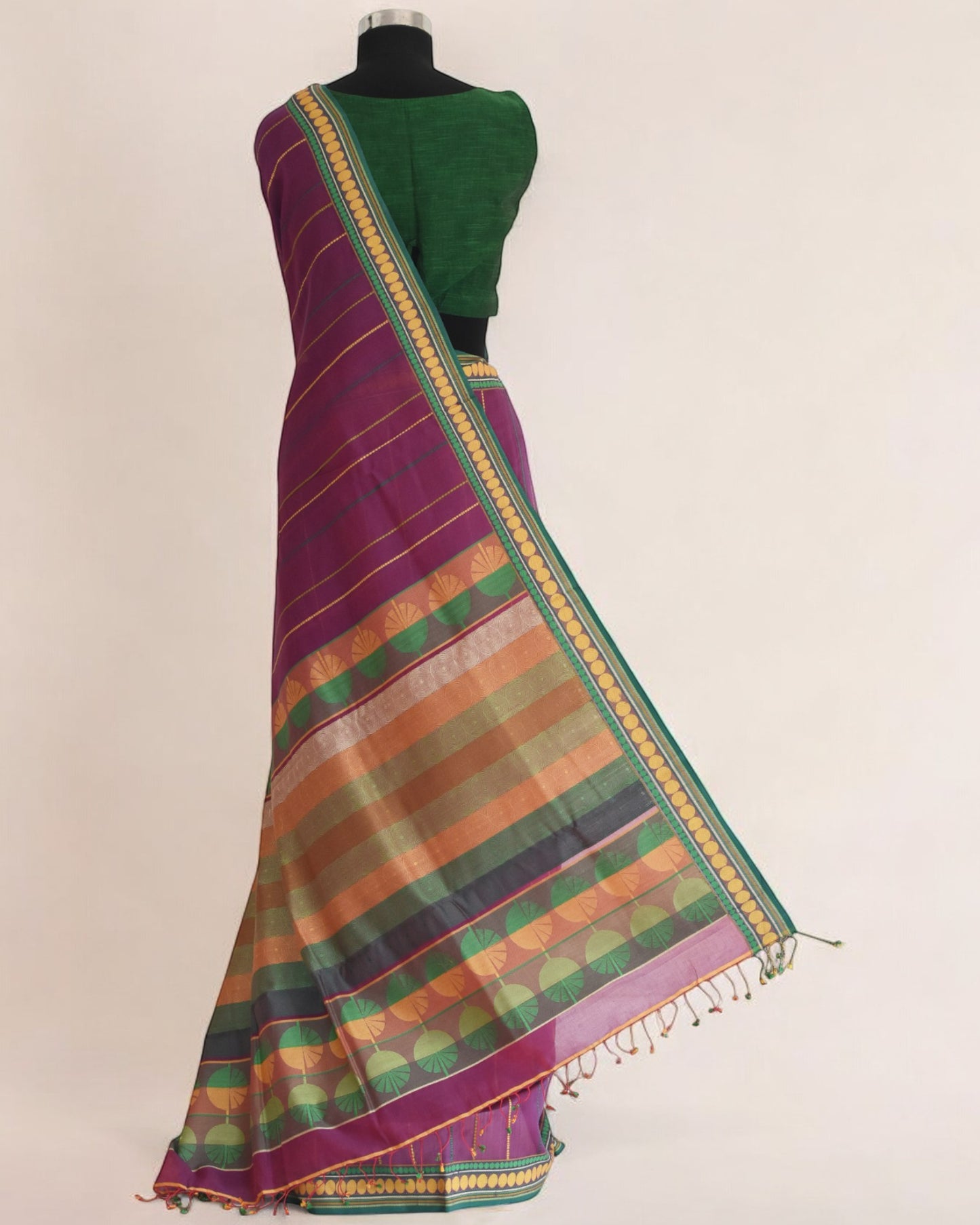 Purple - Spherical Grace Organic Cotton Saree