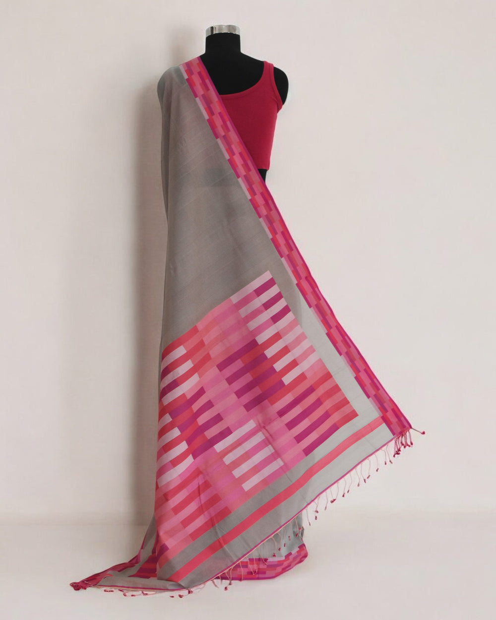 Light Grey - Rectangle Quilt Organic Cotton Saree