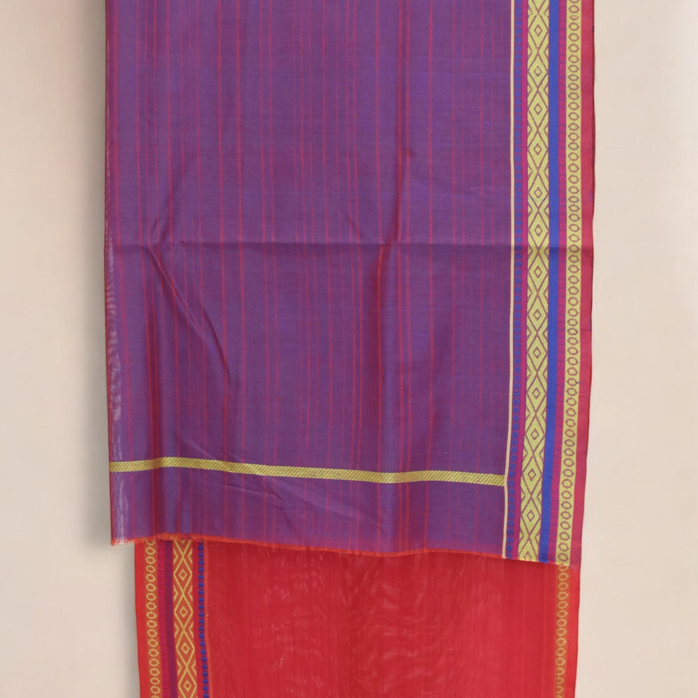 
                      
                        Red - Circles & stripes Organic Cotton Saree
                      
                    