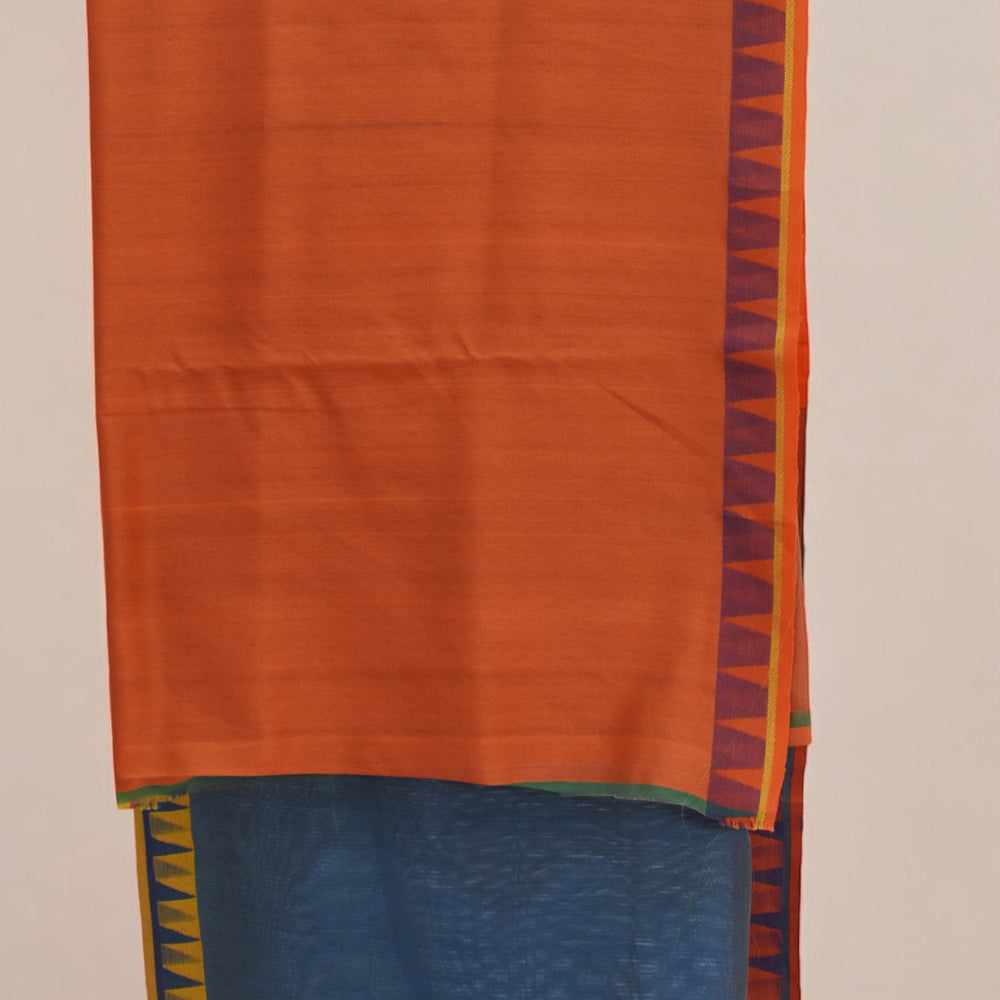 
                      
                        Blueish Grey - Temple Motif Organic Cotton Saree
                      
                    