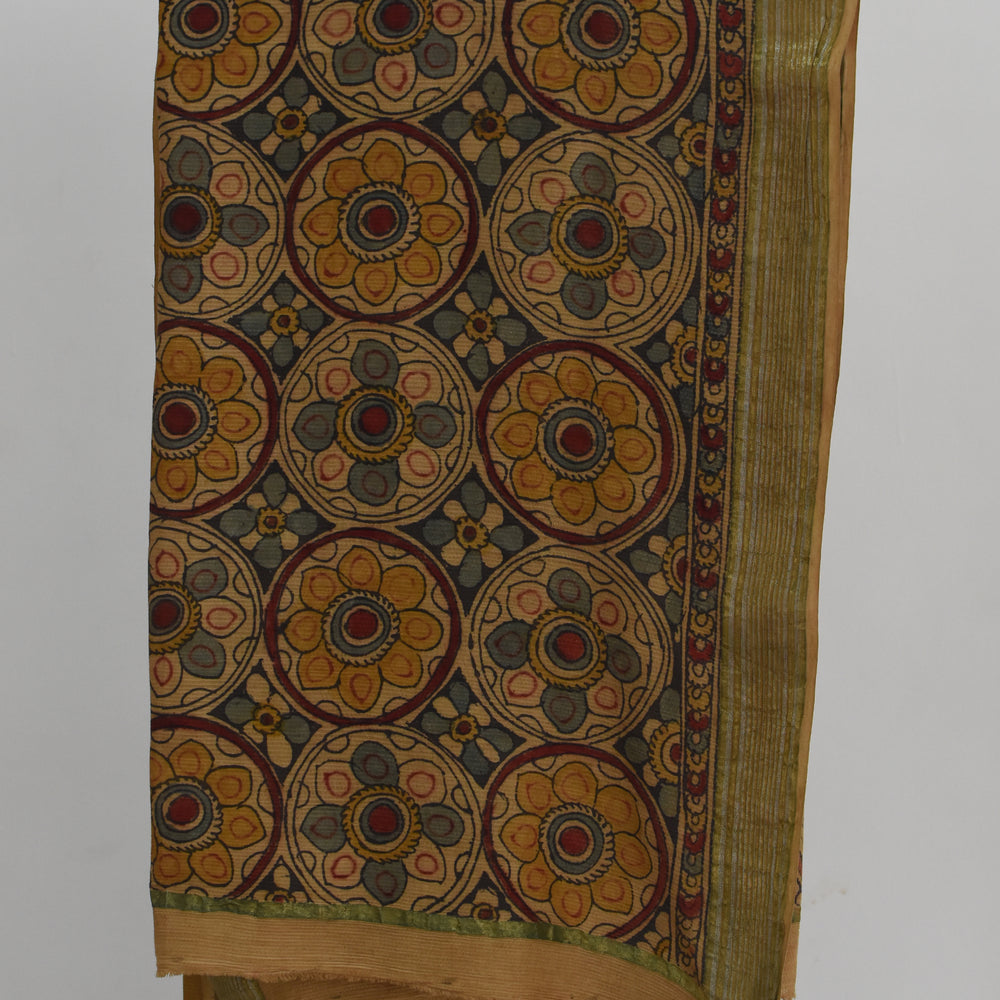 
                      
                        Yellow & Madder - Peacock Motif  Kalamkari Organic Cotton Saree
                      
                    