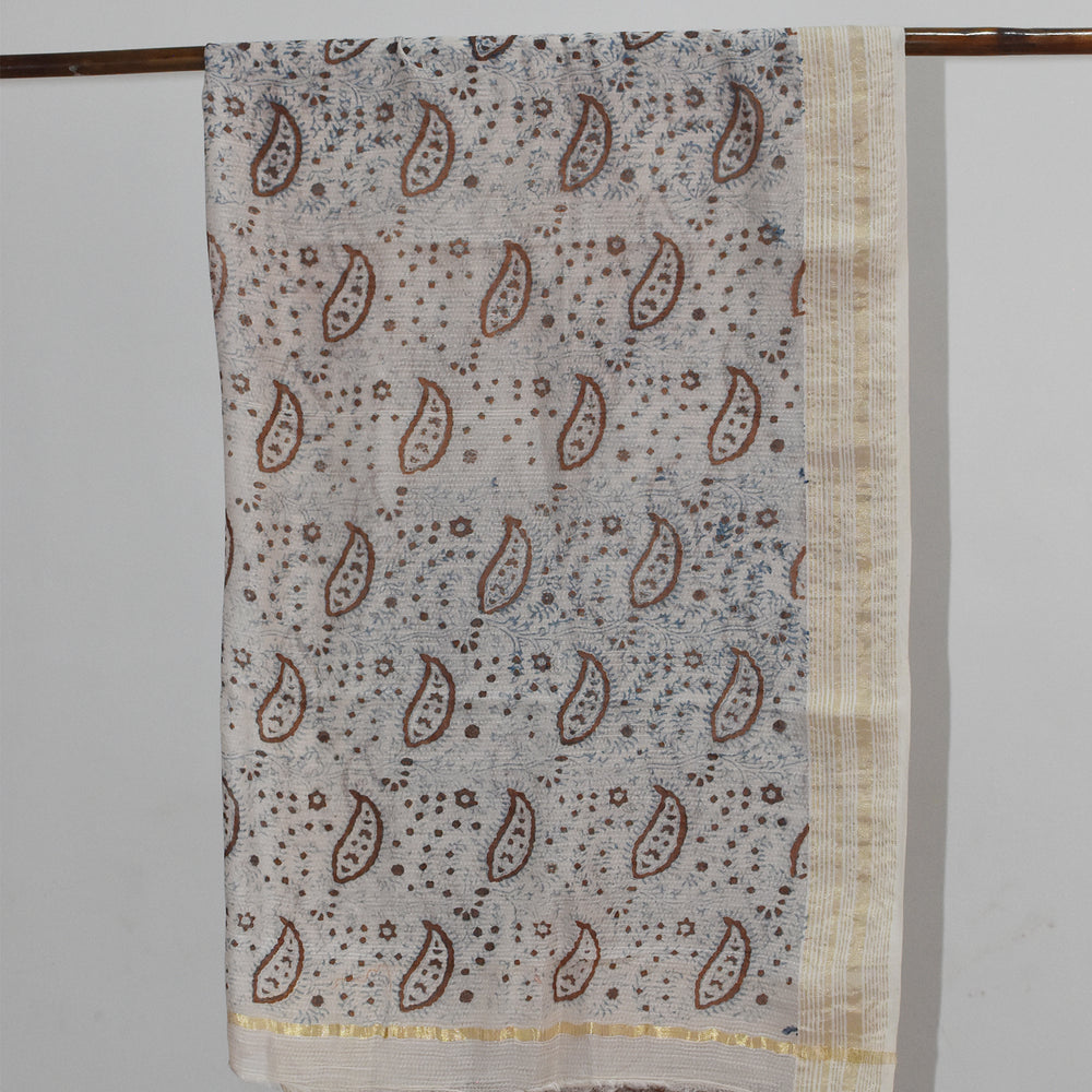 
                      
                        Brown - Block Printed Organic Cotton Saree
                      
                    