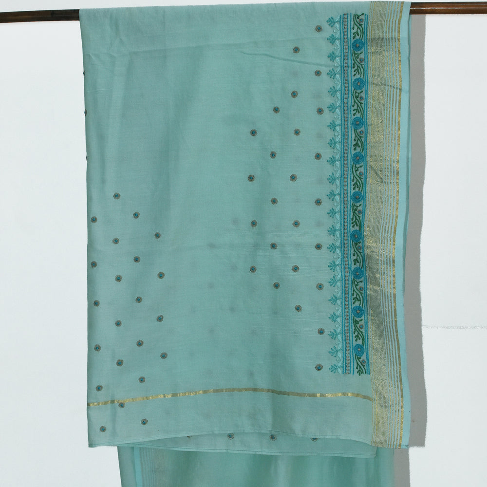 
                      
                        Sea Blue - Hand Embroidered Organic Cotton Saree
                      
                    