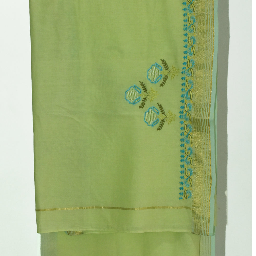 
                      
                        Pista Green - Hand Embroidered Organic Cotton Saree
                      
                    