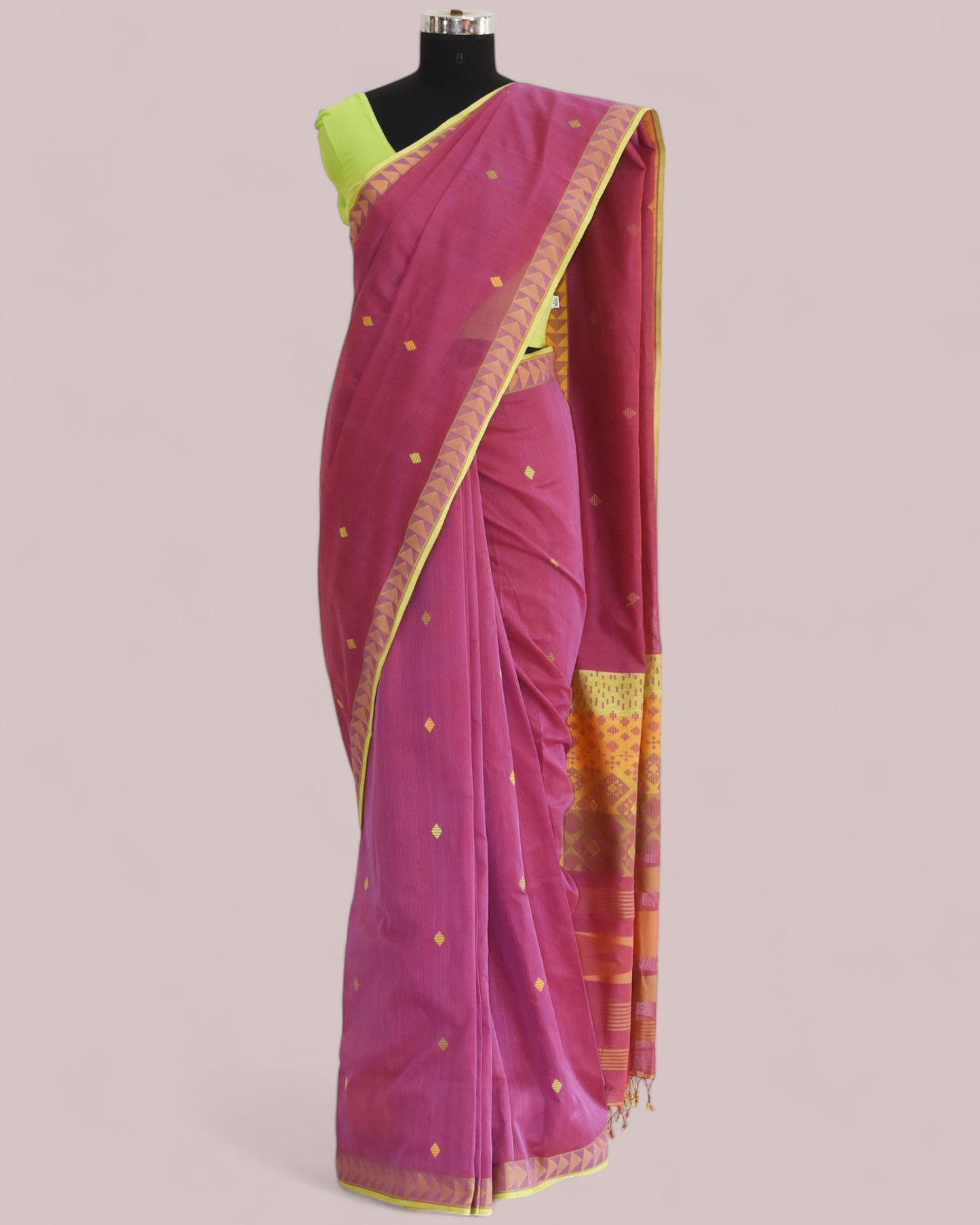 Pinkish Purple - Kites Motif Organic Cotton Saree