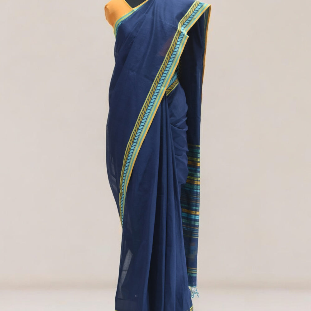 
                      
                        Indigo Blue - Arrowed Opulence Organic Cotton Saree
                      
                    