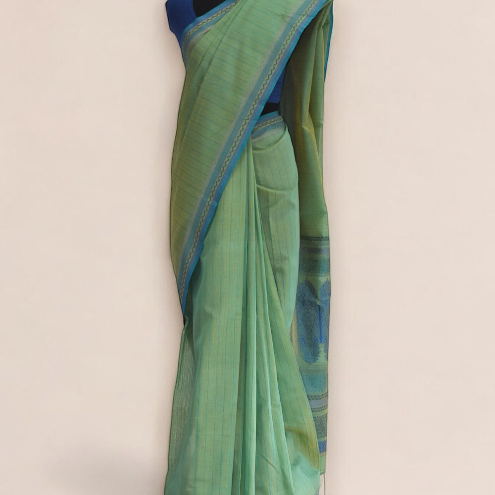 
                      
                        Green - Floral Butta Organic Cotton Saree
                      
                    