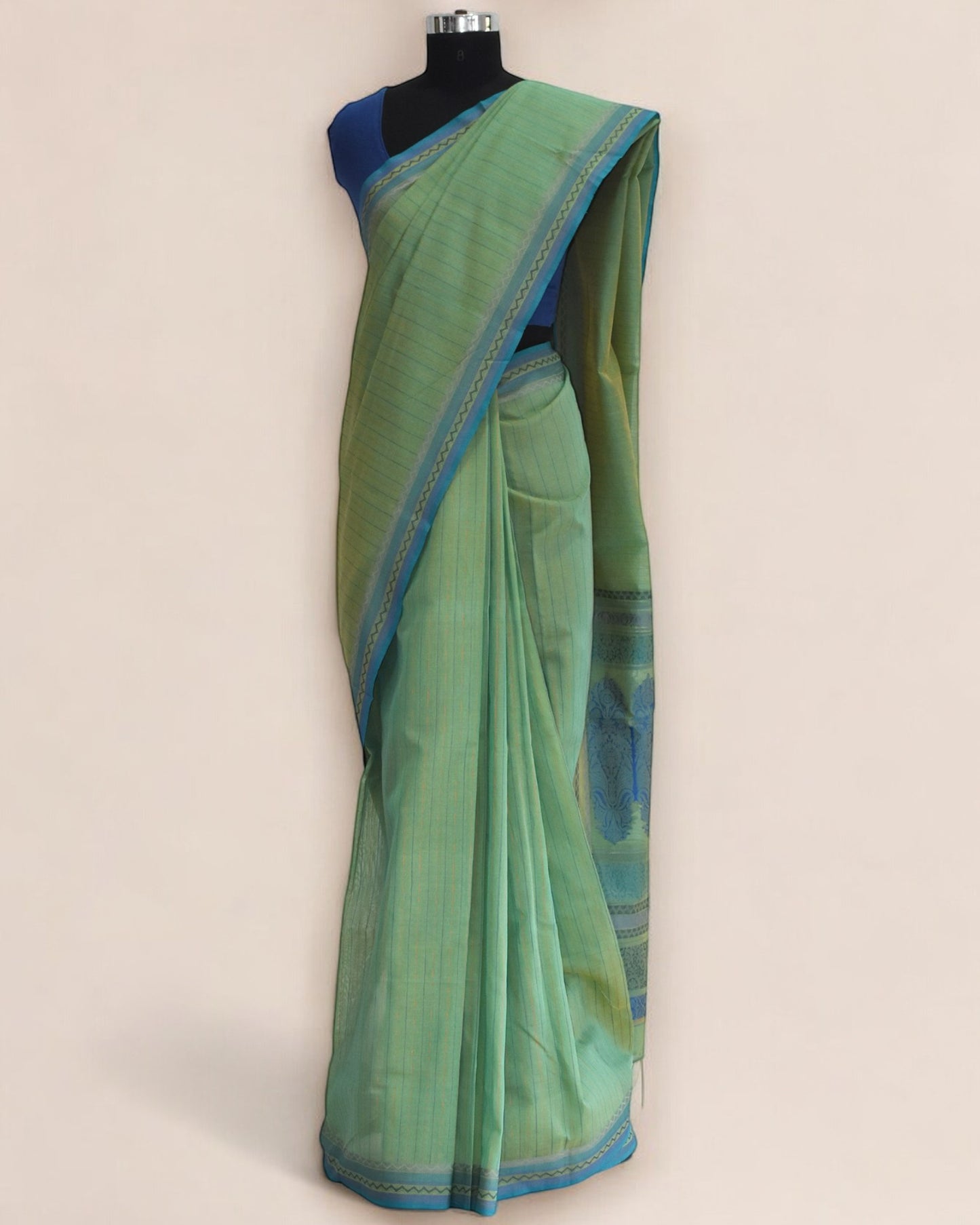 Green - Floral Butta Organic Cotton Saree