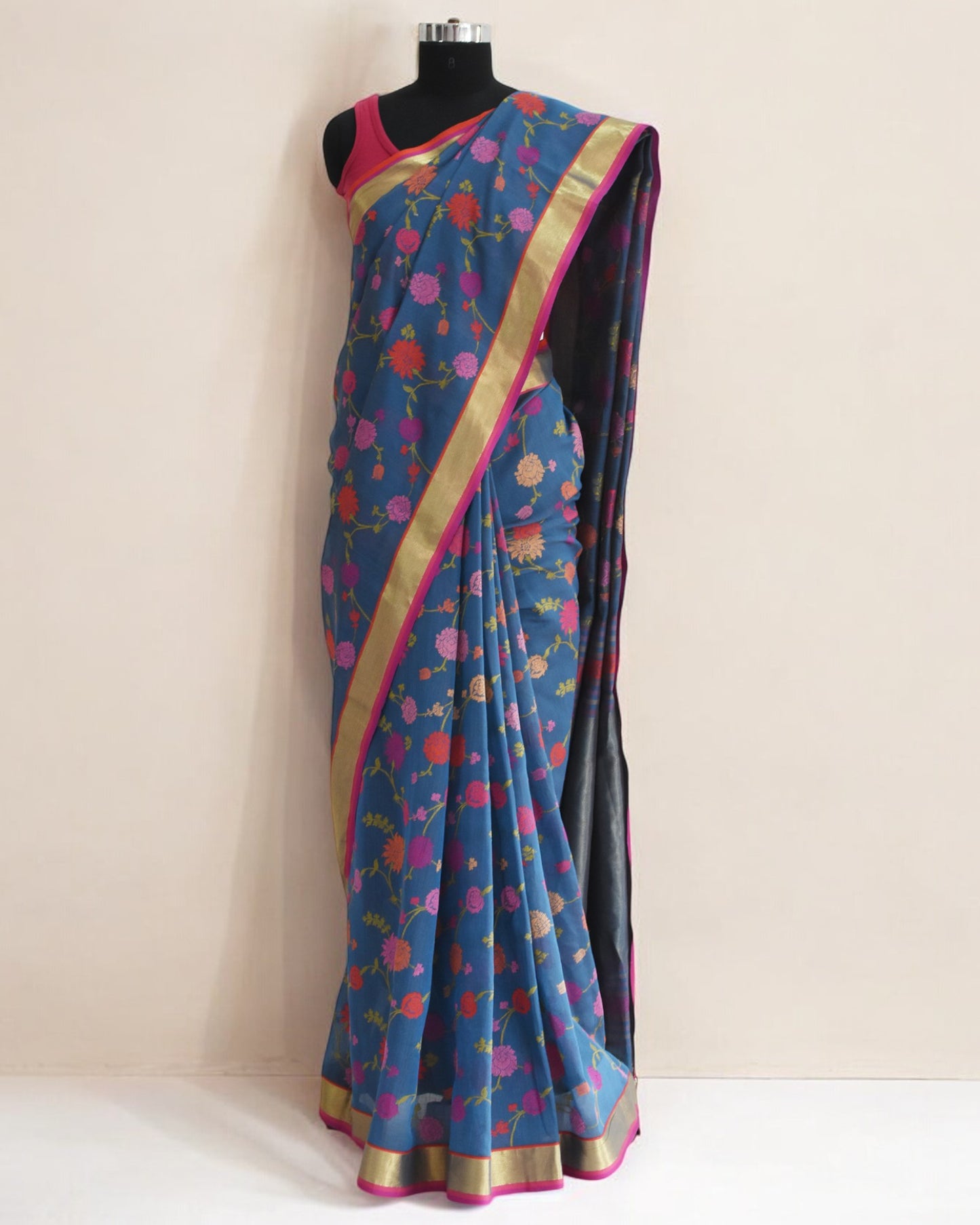 Blue - Gilded Grove Organic Cotton Saree