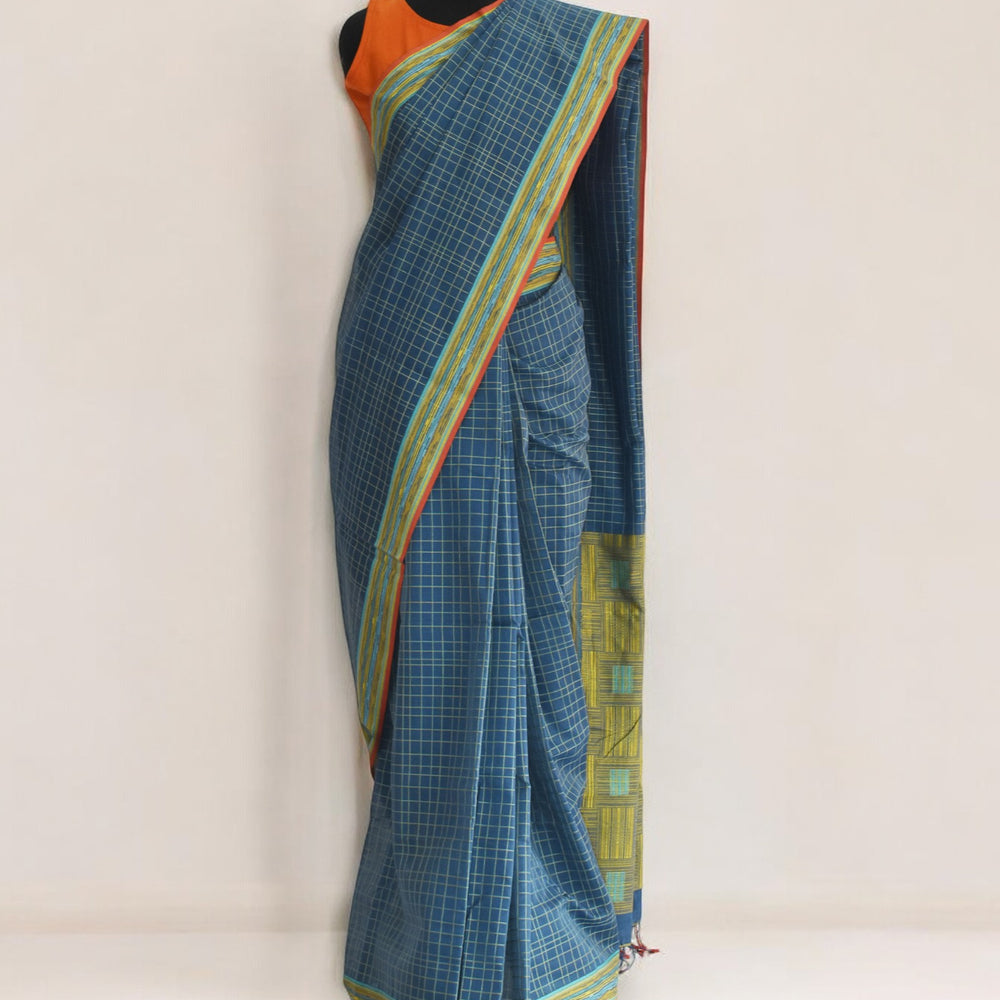 
                      
                        Blue - Mat Motif  Organic Cotton Saree
                      
                    