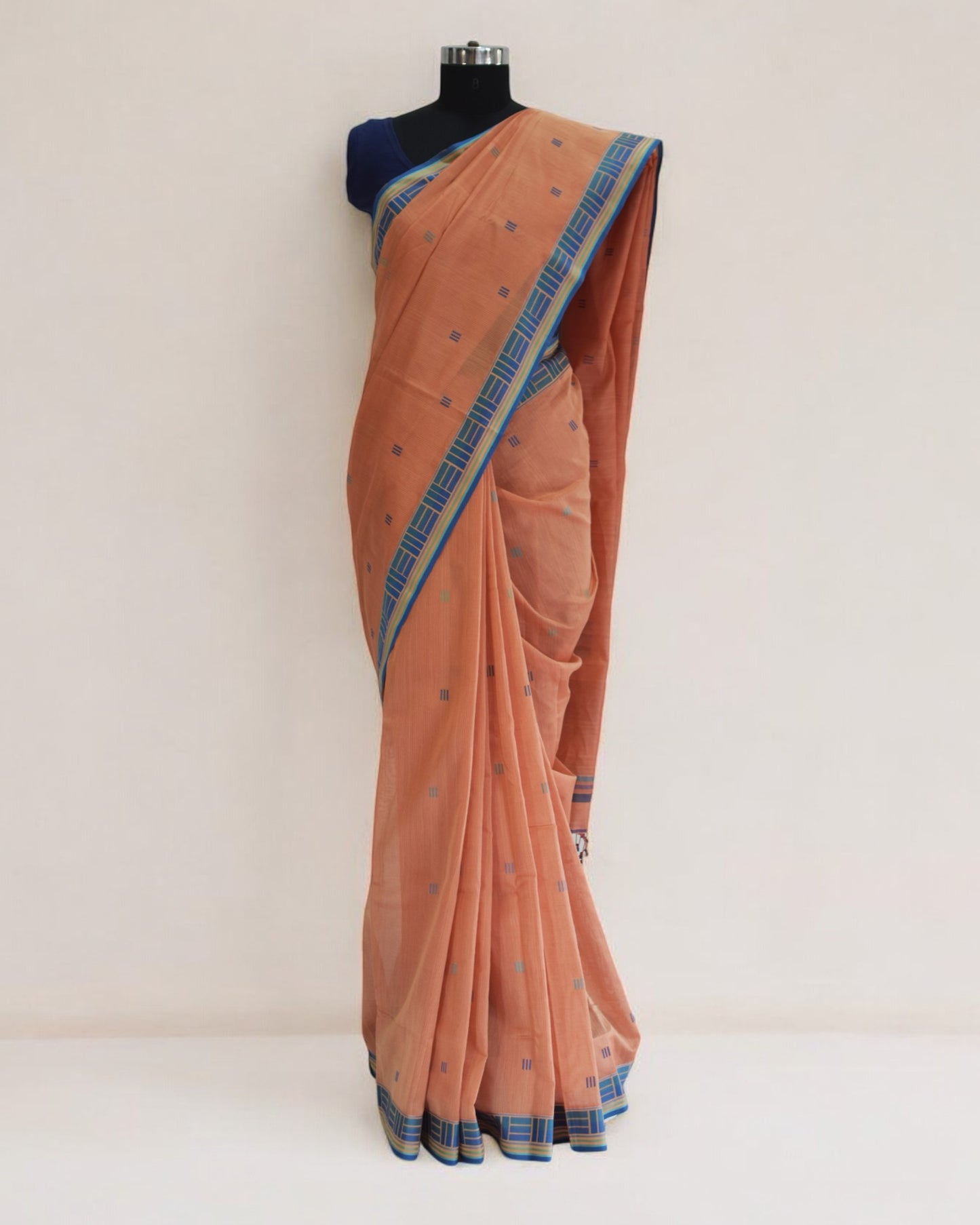 Orange - Regal Rectangle Motif Organic Saree