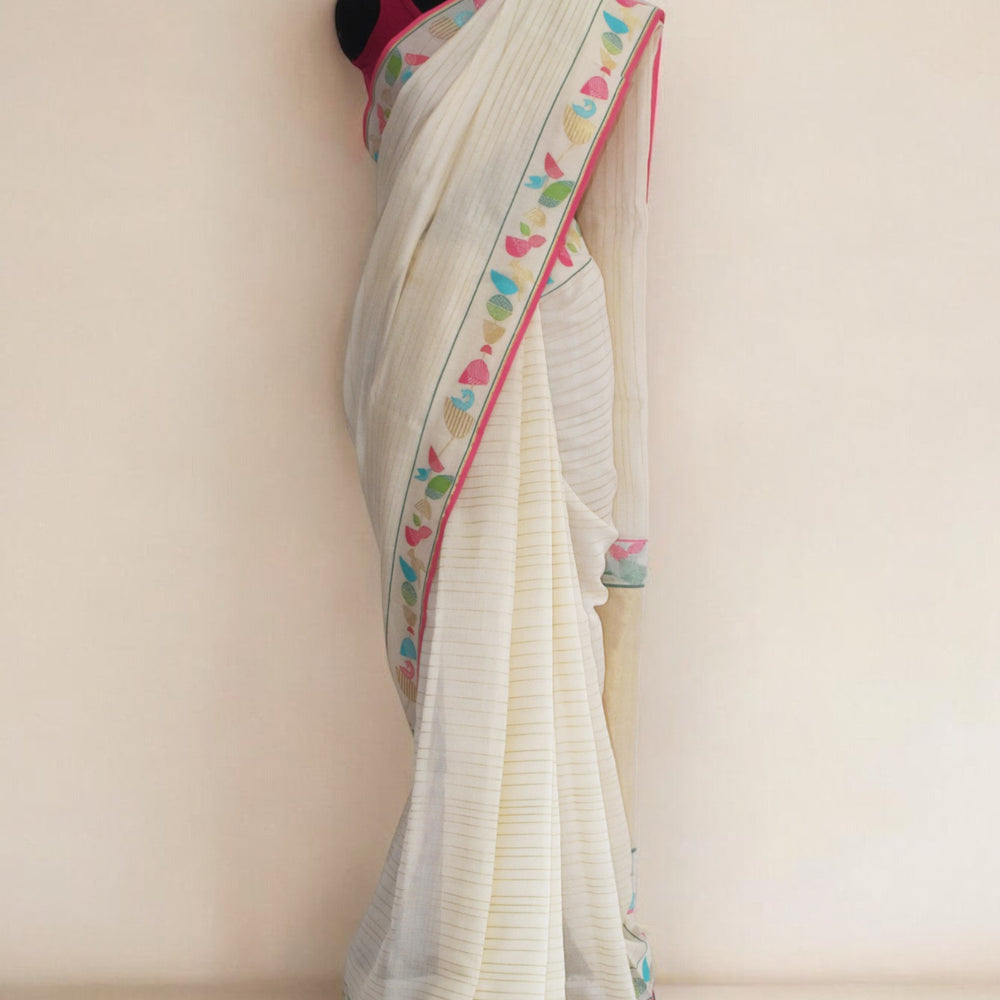 
                      
                        Off-White - Botanical Serenade Organic Cotton Saree
                      
                    