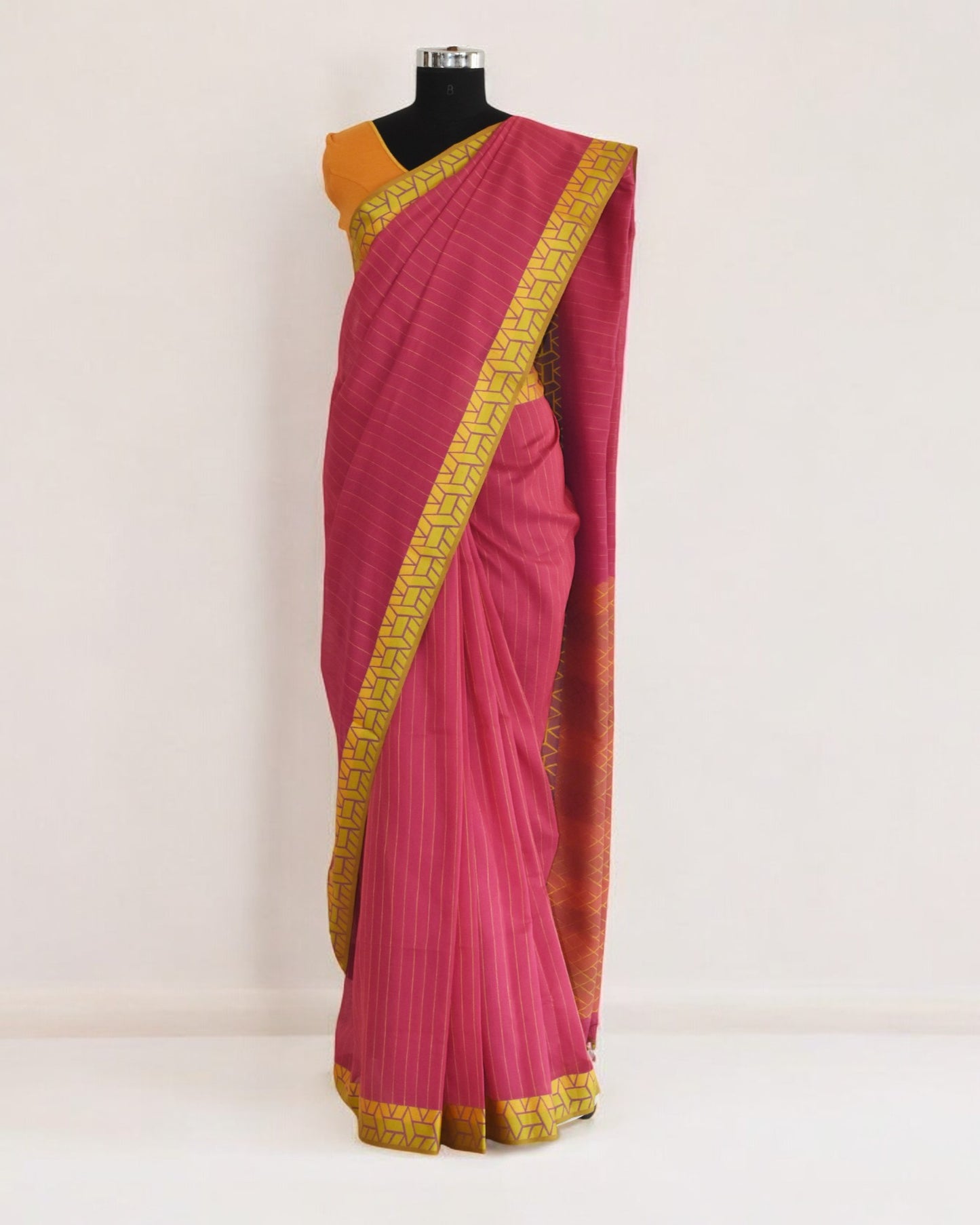 Pink - Rectangle Motif  Organic Cotton Saree