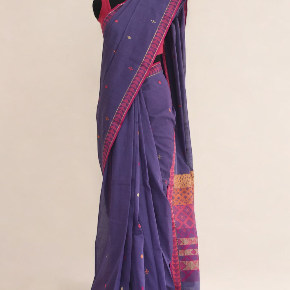 Purple - Kites Motif Organic Cotton Saree