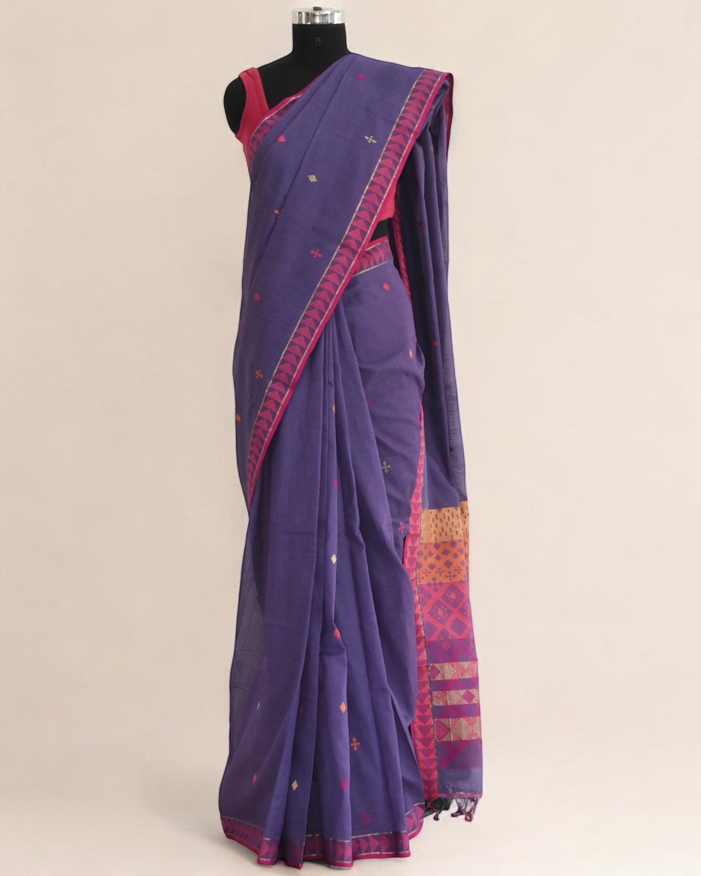 Purple - Kites Motif Organic Cotton Saree