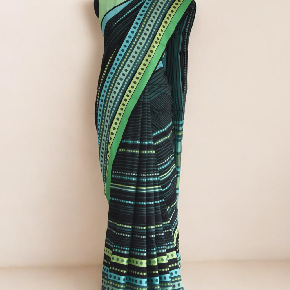 Black - Bangles Motif Organic Cotton Saree