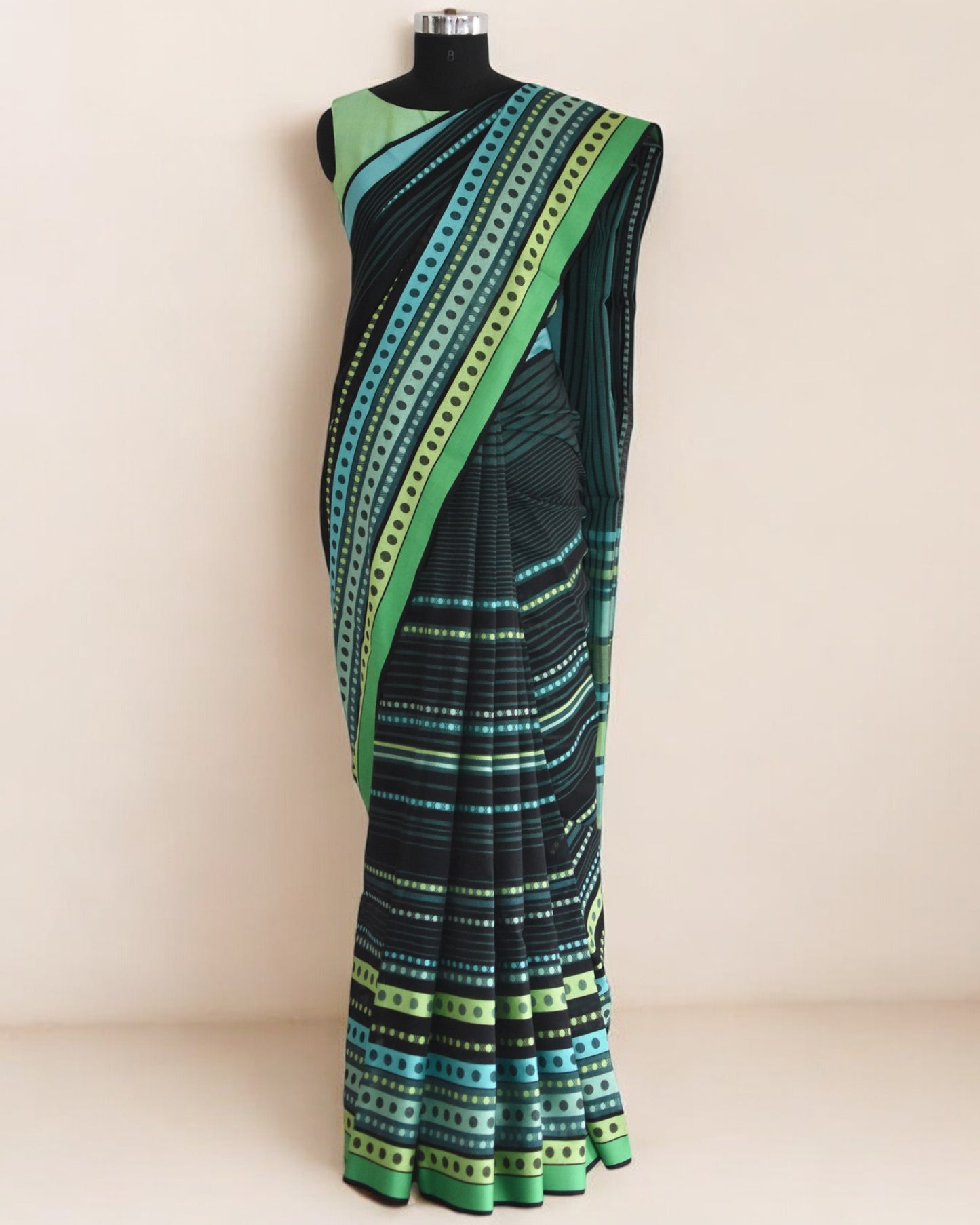 Black - Bangles Motif Organic Cotton Saree