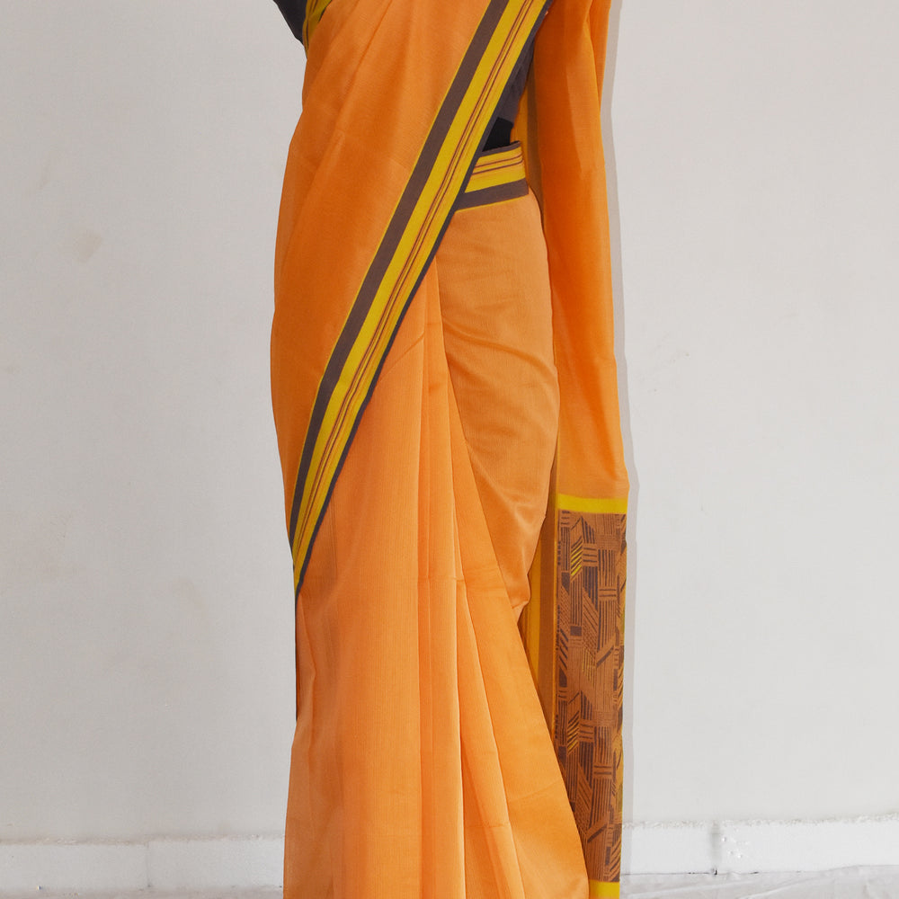 Mustard Yellow - Athangudi Organic Cotton Saree