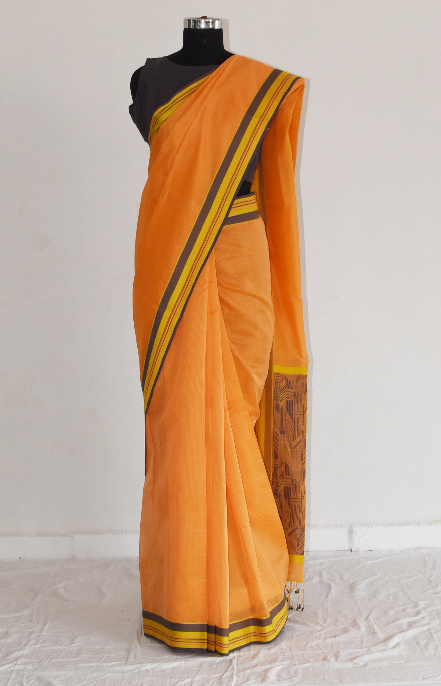 Mustard Yellow - Athangudi Organic Cotton Saree