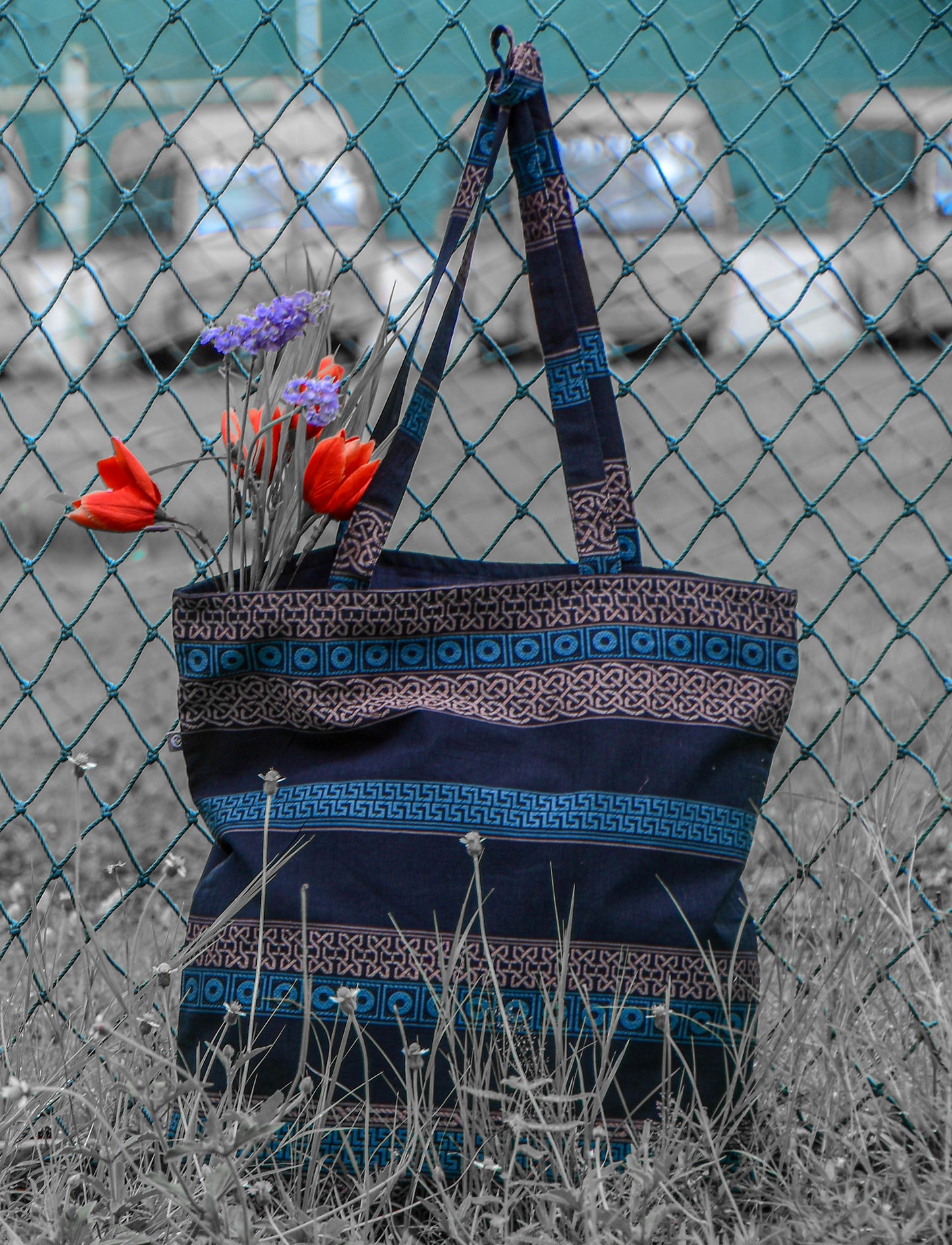 Brown & Blue - Celtic Organic Cotton Tote Bag