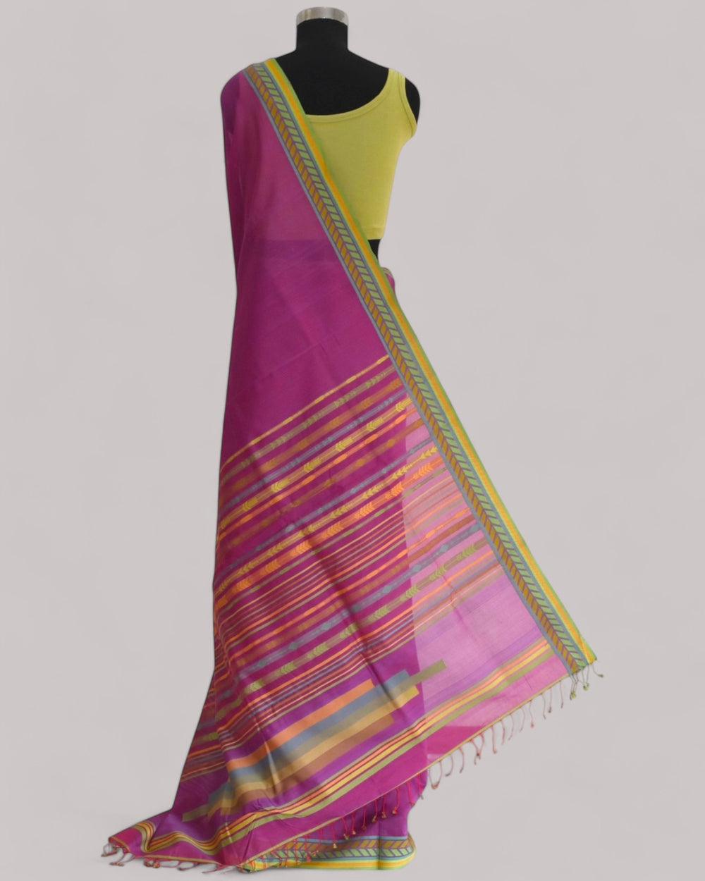 Pinkish Purple - Arrowed Opulence Organic Cotton Saree