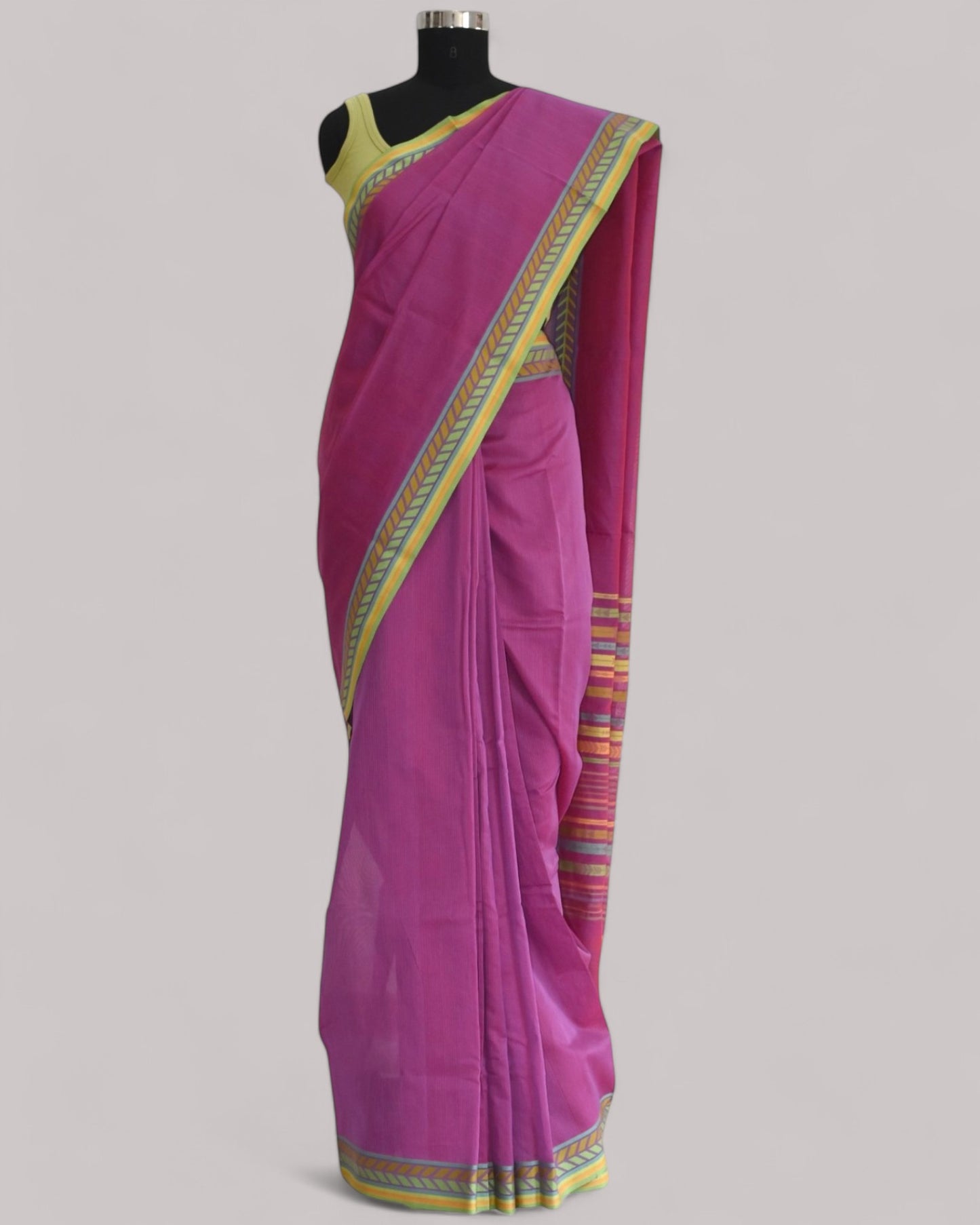 Purple - Arrowed Opulence Organic Cotton Saree