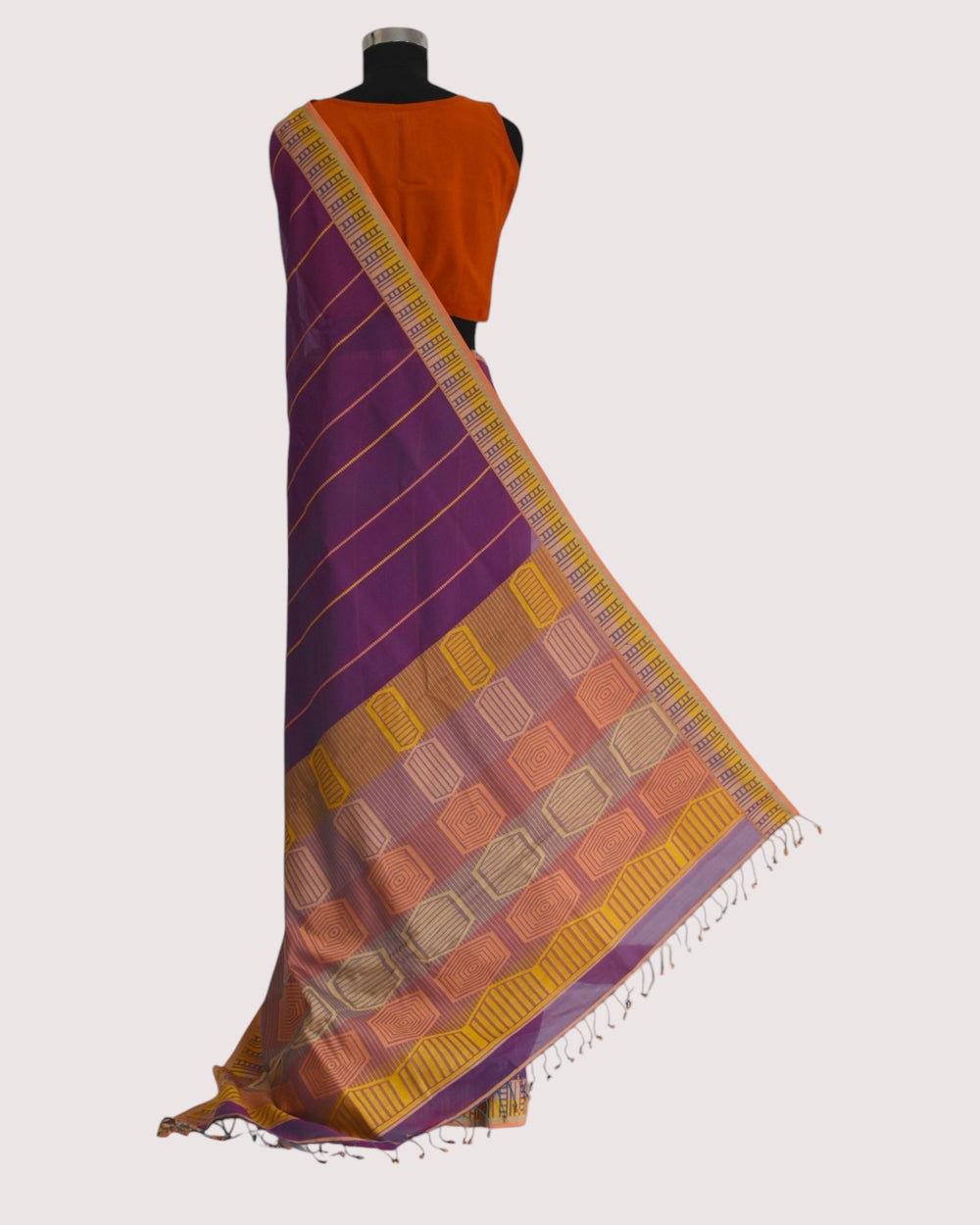 Purple - Honeycomb Harmony Organic cotton Saree