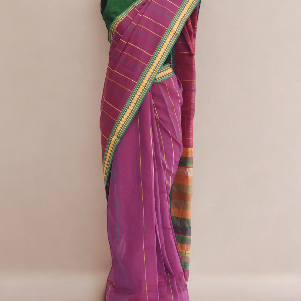 Purple - Spherical Grace Organic Cotton Saree