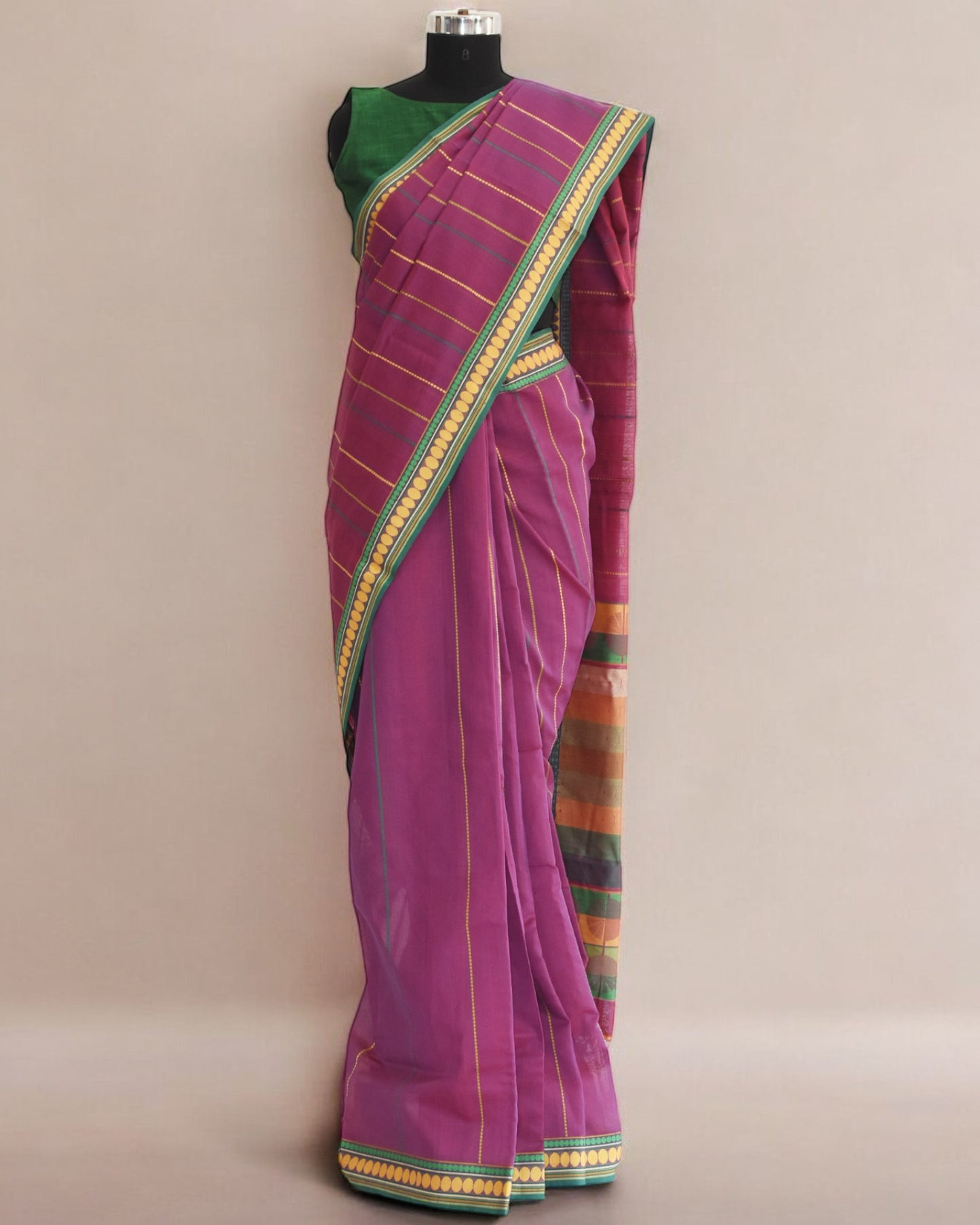 Purple - Spherical Grace Organic Cotton Saree