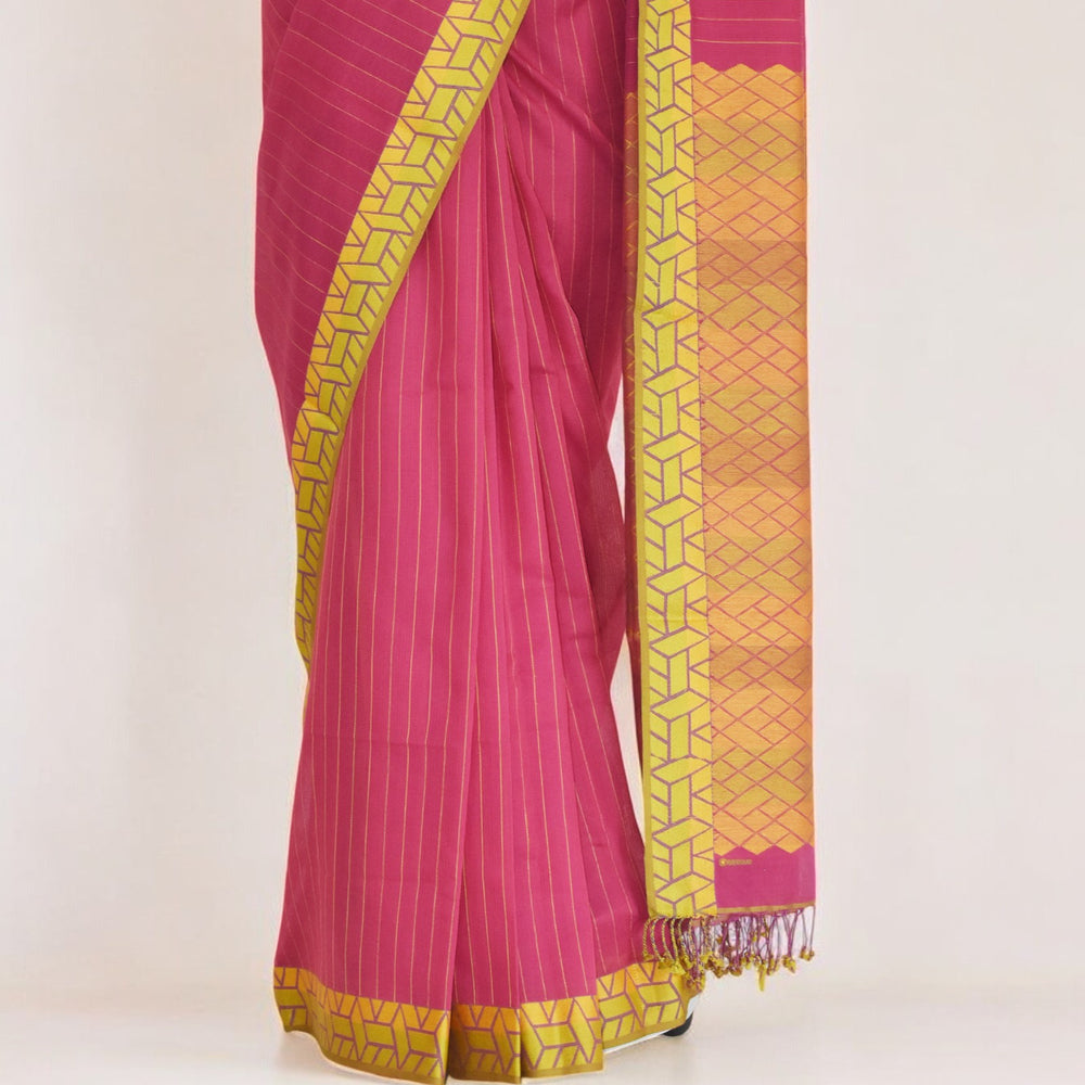 
                      
                        Pink - Rectangle Motif  Organic Cotton Saree
                      
                    