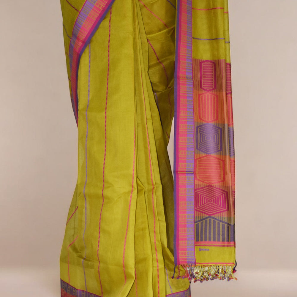 
                      
                        Olive Green - Honeycomb Harmony Organic cotton Saree
                      
                    